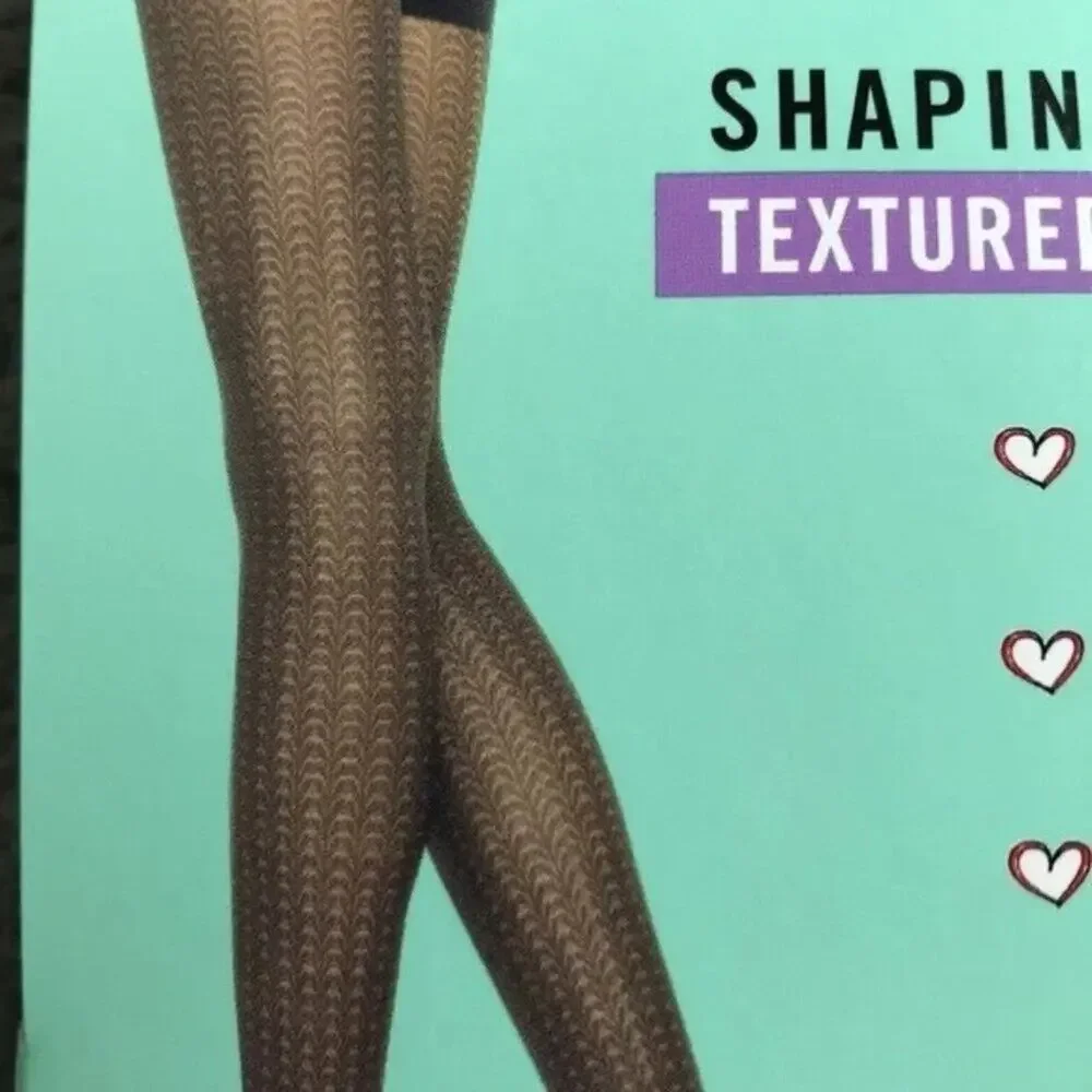 Assets by Spanx Textured Shaping Tights Black Wishbone SIze 4 ( XL )New